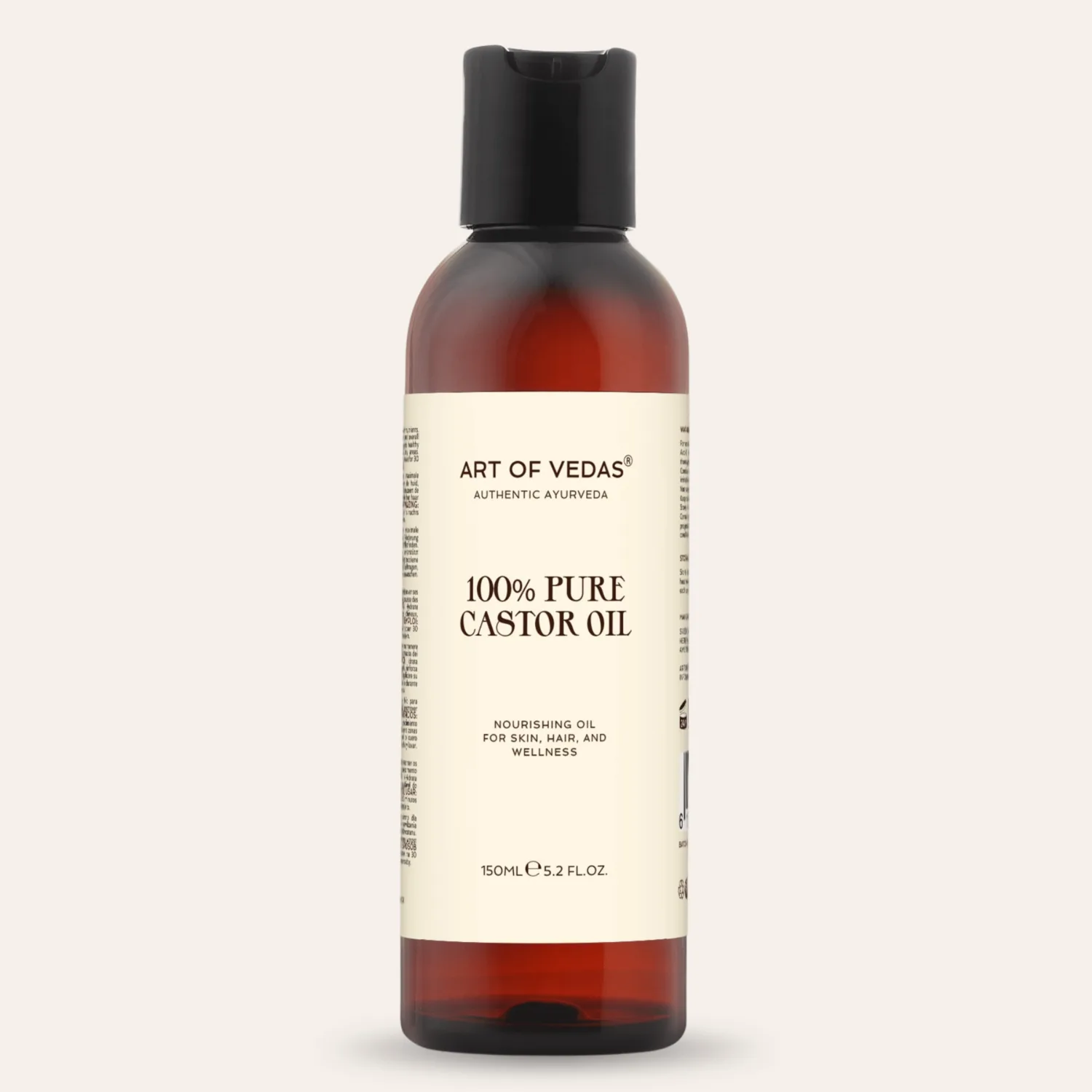Art of Vedas 100% czysty olej rycynowy 150ml, odżywczy olej do skóry, włosów i pielęgnacji, w bursztynowej butelce