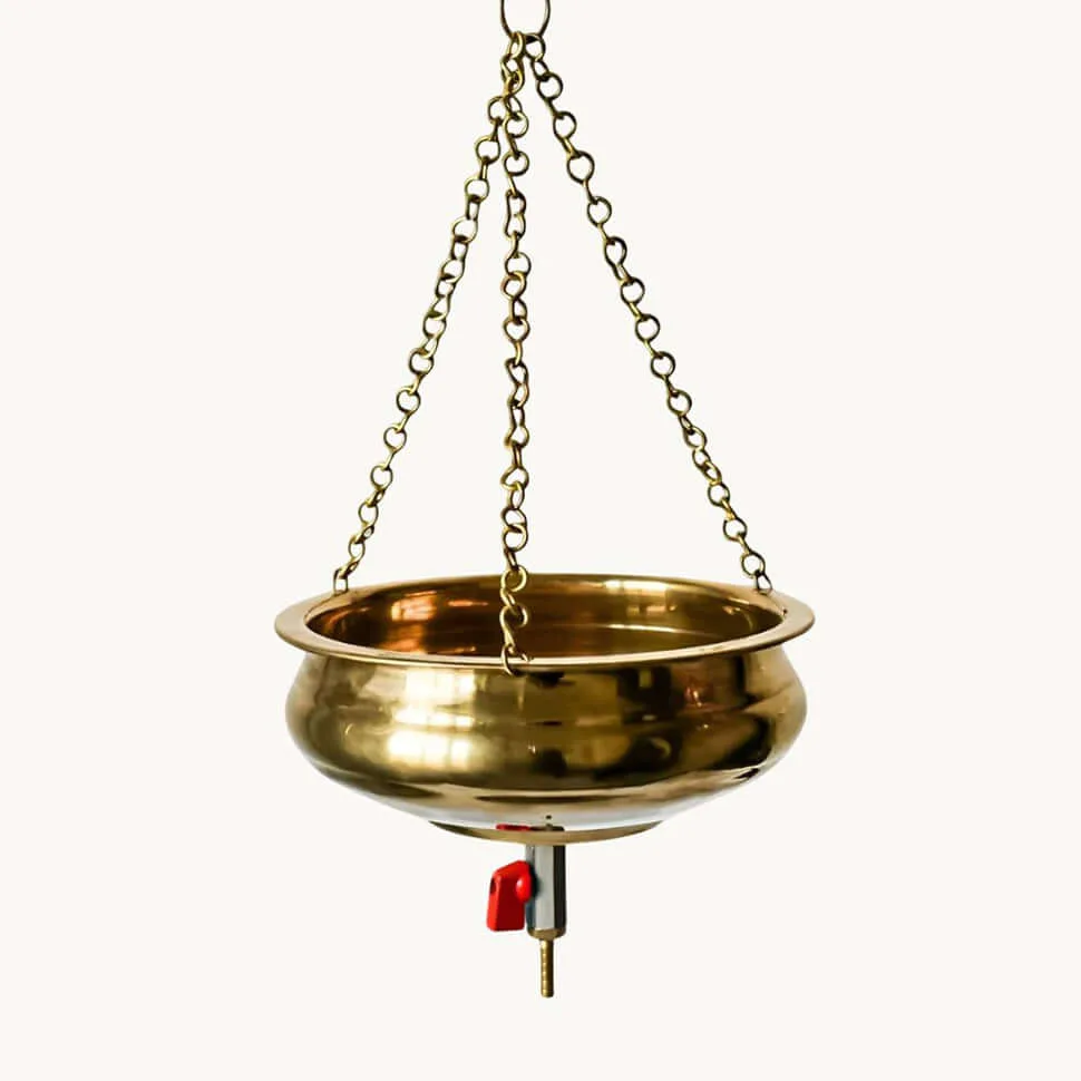 Art of Vedas traditionele Shirodhara pot van messing - Ayurvedische therapiepot met ketting voor het gieten van olie