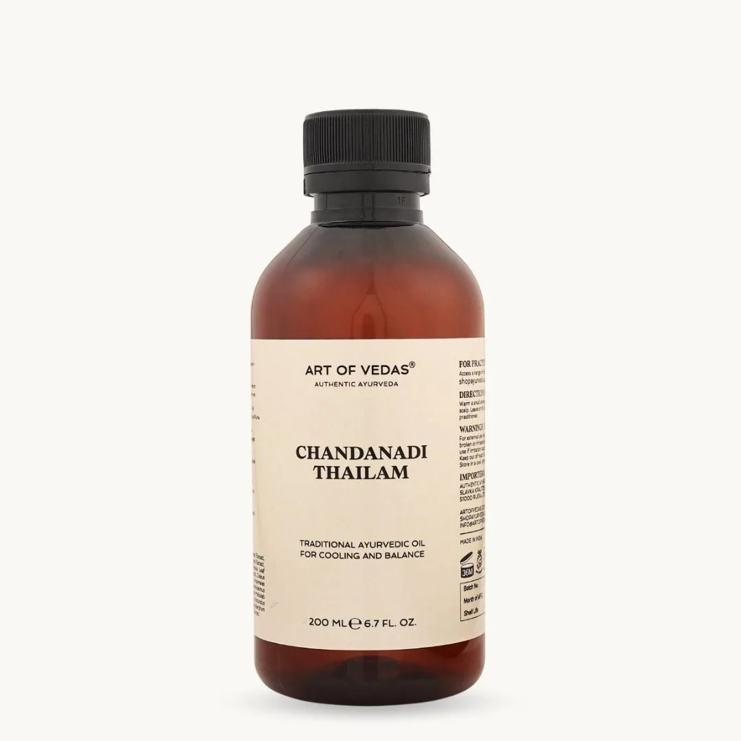 Art of Vedas Chandanadi Thailam 200ml, ayurvedische olie voor verkoeling en balans