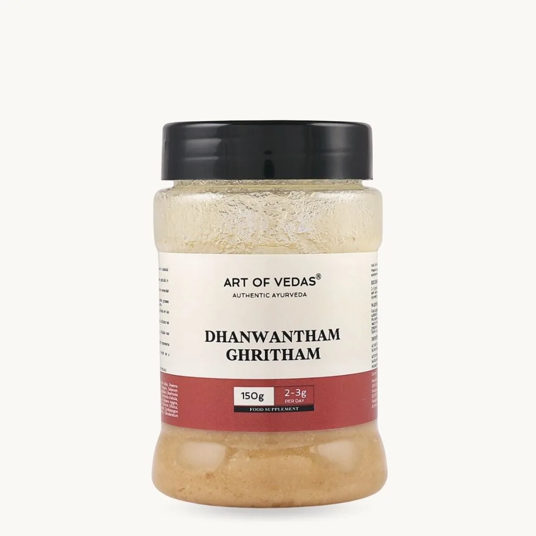 Dhanwantharam Ghritham Art of Vedas 150g, Ghritham ayurvédique classique, préparation traditionnellement utilisée en Ayurveda