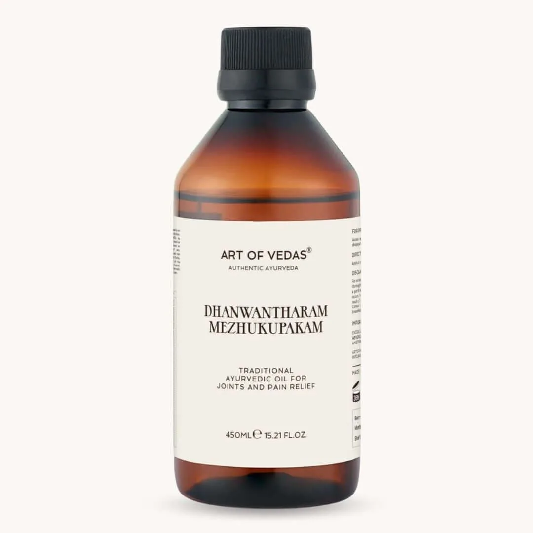 Art of Vedas Dhanwantharam Mezhukupakam 450ml, classical Ayurvedic semi-solid oil, traditionally used for Abhyanga of joints