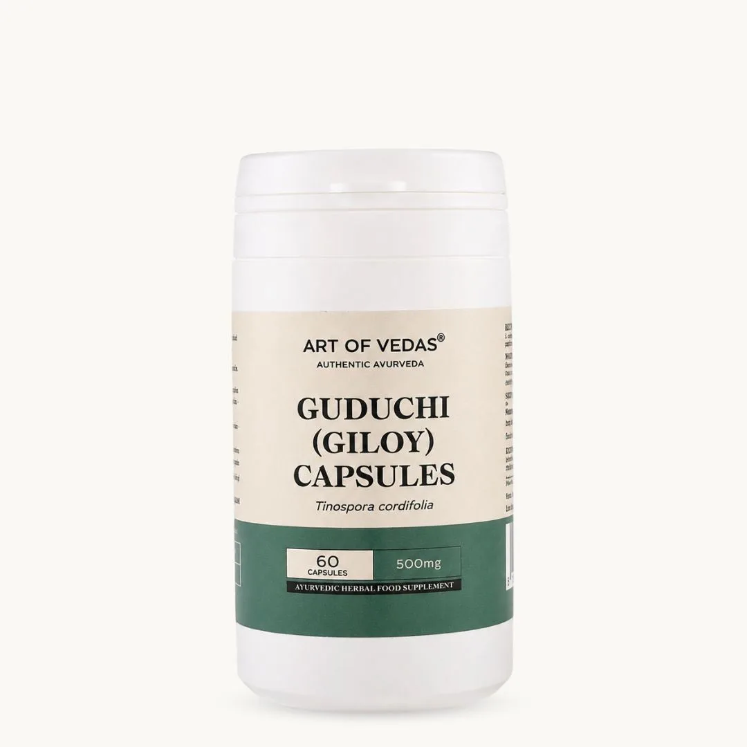 Art of Vedas Guduchi Capsules, an Ayurvedic Rasayana food supplement traditionally for natural immunity and vitality