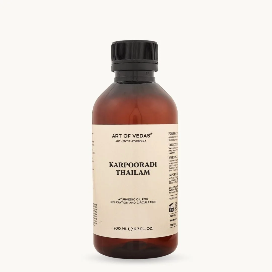 Art of Vedas Karpooradi Thailam 200ml, ayurvedisches Öl für Entspannung und Durchblutung