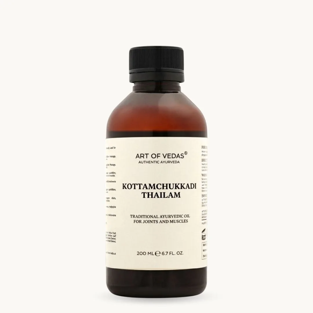 Art of Vedas Kottamchukkadi Thailam, classical Ayurvedic massage oil traditionally for joints, muscles and Vata balance