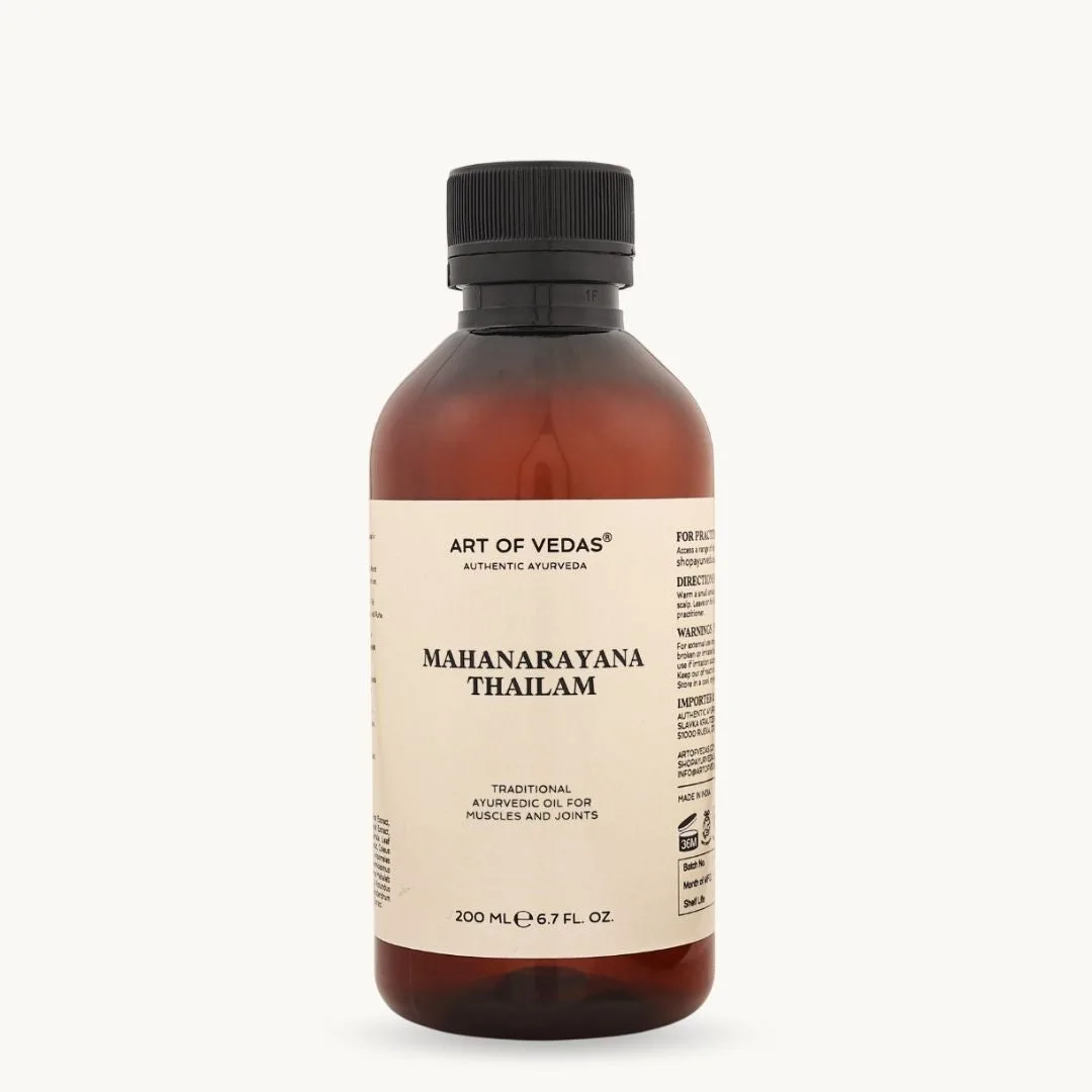 Art of Vedas Mahanarayana Thailam 200ml, classical Ayurvedic oil, traditionally used for Abhyanga of muscles and joints