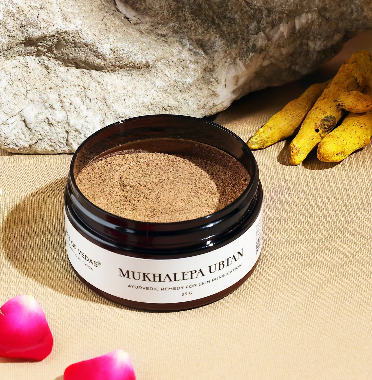 Art of Vedas Mukhalepa Ubtan, masque visage ayurvédique aux plantes pour purifier la peau et raviver l'éclat naturel