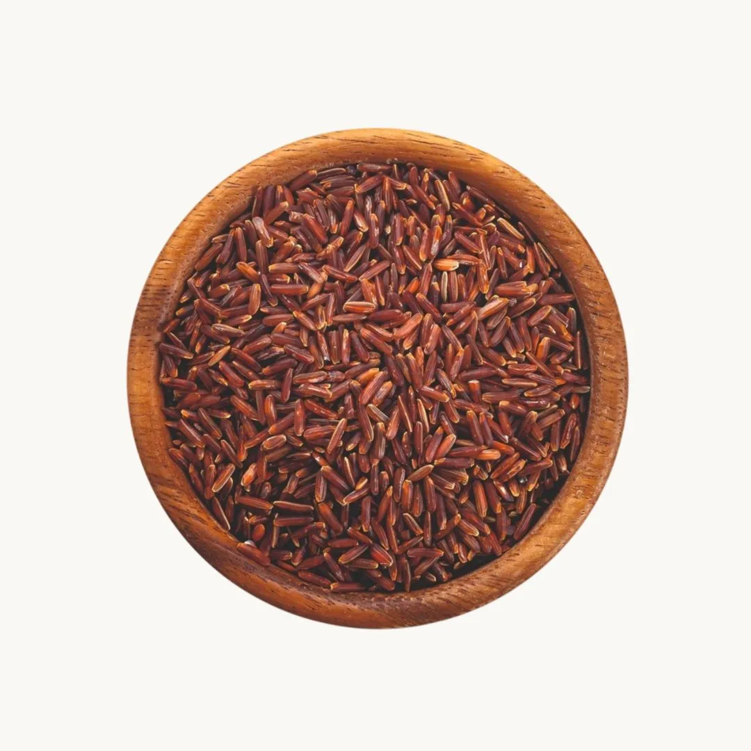 Art of Vedas Navara rijst - traditionele Ayurvedische rode rijst in houten kom
