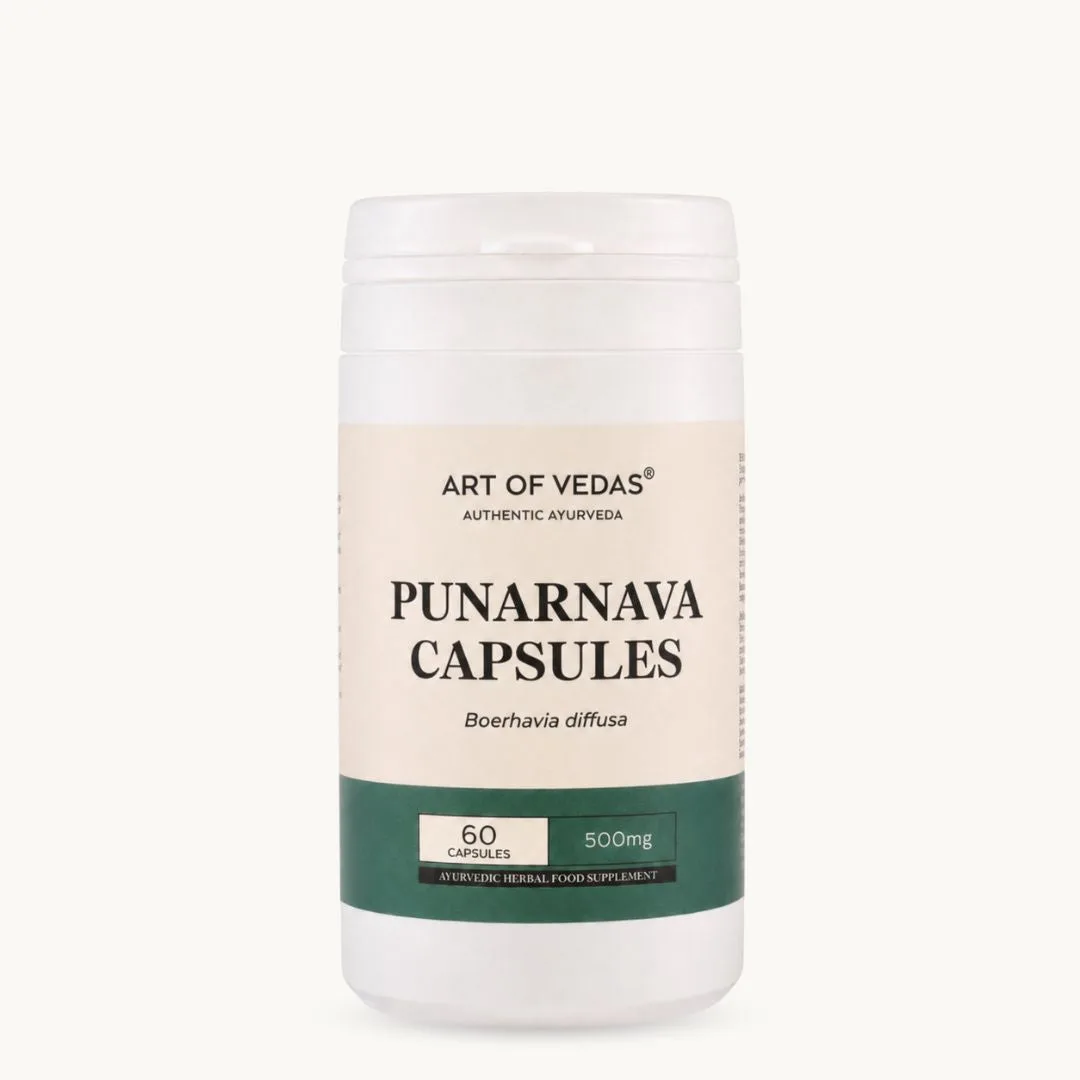 Art of Vedas Punarnava Capsules, Ayurvedic herbal supplement traditionally supporting healthy fluid balance, kidneys and urinary comfort