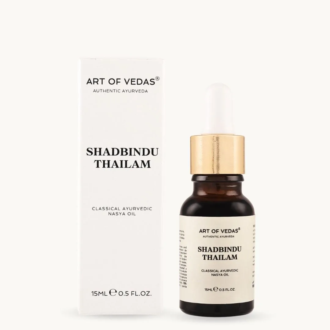 Art of Vedas Shadbindu Thailam 15ml dobozzal ayurvédikus Nasya olaj az orrmelléküregek ápolásához
