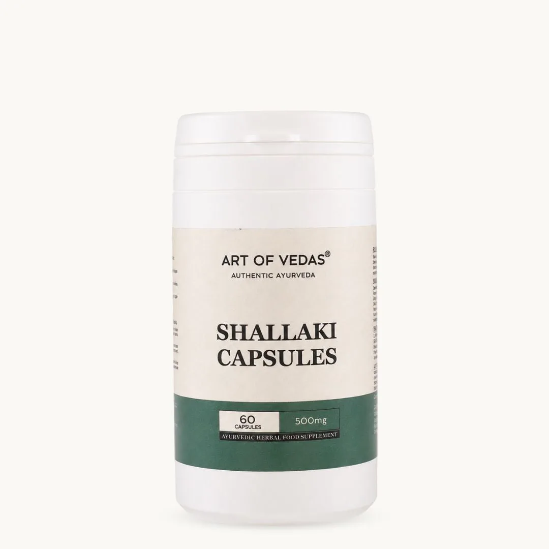 Art of Vedas Shallaki Capsules, een ayurvedisch Boswellia voedingssupplement traditioneel gebruikt ter ondersteuning van gewrichten en